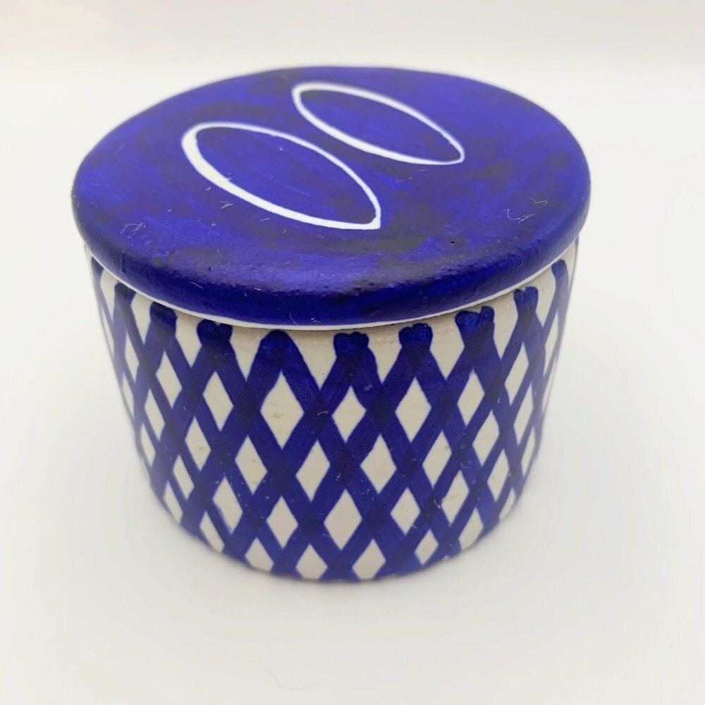Vintage Signed Clay Pottery Lidded Jar